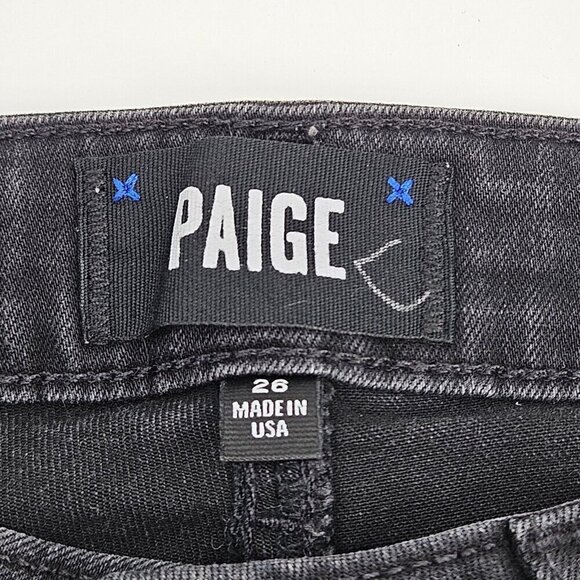 Paige Verdugo Ankle Skinny Jeans Black Women's Size 26 Mid Rise Denim Stretch - Picture 3 of 8